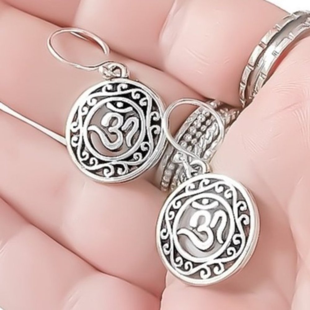 Mandala Disk Zen Mantra Earrings